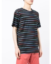 schwarzes horizontal gestreiftes T-Shirt mit einem Rundhalsausschnitt von PS Paul Smith