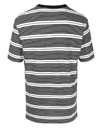 schwarzes horizontal gestreiftes T-Shirt mit einem Rundhalsausschnitt von Norse Projects