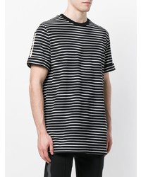 schwarzes horizontal gestreiftes T-Shirt mit einem Rundhalsausschnitt von Neil Barrett