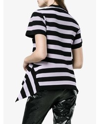 schwarzes horizontal gestreiftes T-Shirt mit einem Rundhalsausschnitt von Proenza Schouler
