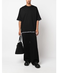 schwarzes horizontal gestreiftes T-Shirt mit einem Rundhalsausschnitt von Lanvin