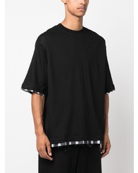 schwarzes horizontal gestreiftes T-Shirt mit einem Rundhalsausschnitt von Lanvin