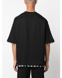 schwarzes horizontal gestreiftes T-Shirt mit einem Rundhalsausschnitt von Lanvin