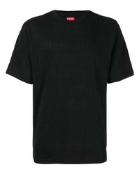 schwarzes horizontal gestreiftes T-Shirt mit einem Rundhalsausschnitt von Supreme