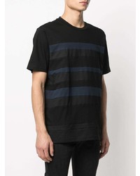 schwarzes horizontal gestreiftes T-Shirt mit einem Rundhalsausschnitt von Diesel