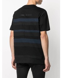 schwarzes horizontal gestreiftes T-Shirt mit einem Rundhalsausschnitt von Diesel