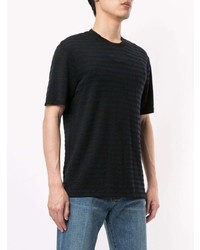 schwarzes horizontal gestreiftes T-Shirt mit einem Rundhalsausschnitt von Giorgio Armani