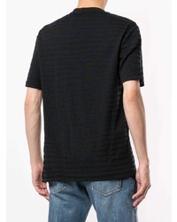 schwarzes horizontal gestreiftes T-Shirt mit einem Rundhalsausschnitt von Giorgio Armani