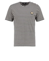 schwarzes horizontal gestreiftes T-Shirt mit einem Rundhalsausschnitt von The Kooples