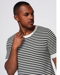 schwarzes horizontal gestreiftes T-Shirt mit einem Rundhalsausschnitt von THÉÂTRE D OMBRES