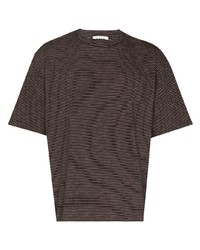 schwarzes horizontal gestreiftes T-Shirt mit einem Rundhalsausschnitt von YMC