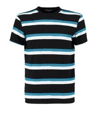schwarzes horizontal gestreiftes T-Shirt mit einem Rundhalsausschnitt von YOURTURN