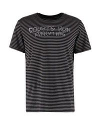 schwarzes horizontal gestreiftes T-Shirt mit einem Rundhalsausschnitt von YOURTURN