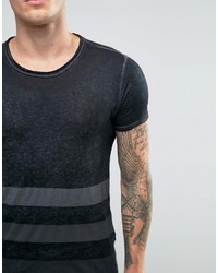 schwarzes horizontal gestreiftes T-shirt von Replay