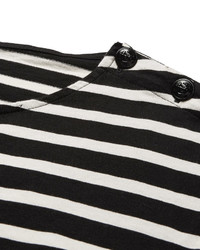 schwarzes horizontal gestreiftes T-shirt von Saint Laurent