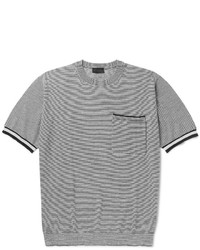 schwarzes horizontal gestreiftes T-shirt von Lanvin
