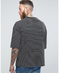 schwarzes horizontal gestreiftes T-shirt von Asos