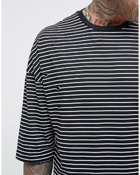 schwarzes horizontal gestreiftes T-shirt von Asos