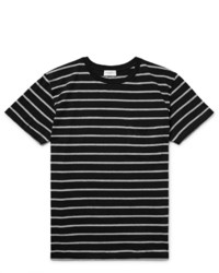schwarzes horizontal gestreiftes T-shirt von Saint Laurent