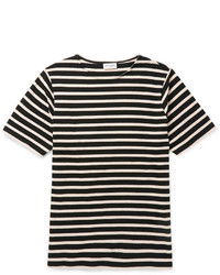 schwarzes horizontal gestreiftes T-shirt von Saint Laurent