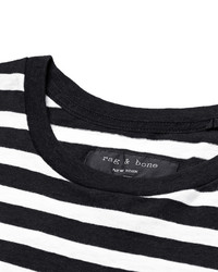 schwarzes horizontal gestreiftes T-shirt von rag & bone