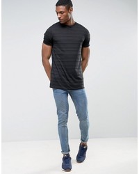 schwarzes horizontal gestreiftes T-shirt von Asos