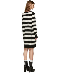 schwarzes horizontal gestreiftes Wollkleid von Marc Jacobs