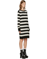 schwarzes horizontal gestreiftes Wollkleid von Marc Jacobs