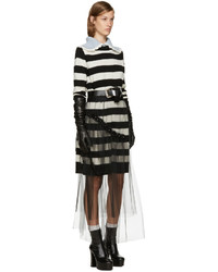 schwarzes horizontal gestreiftes Wollkleid von Marc Jacobs