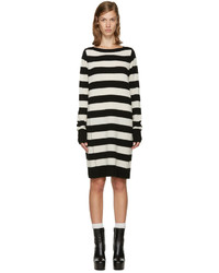 schwarzes horizontal gestreiftes Wollkleid von Marc Jacobs