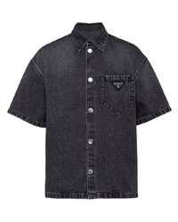 schwarzes Jeans Kurzarmhemd von Prada