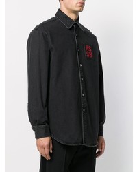 schwarzes Jeanshemd von Raf Simons