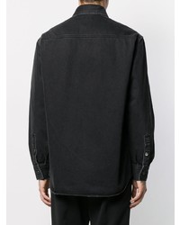 schwarzes Jeanshemd von Raf Simons