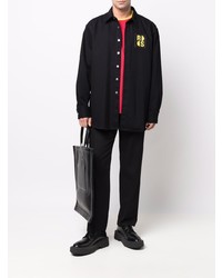 schwarzes Jeanshemd von Raf Simons