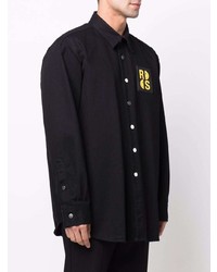 schwarzes Jeanshemd von Raf Simons