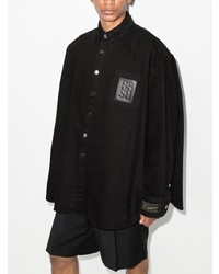 schwarzes Jeanshemd von Raf Simons