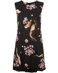 schwarzes Kleid mit Blumenmuster von Moschino