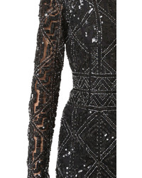 schwarzes Kleid mit geometrischem Muster von Parker