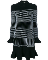 schwarzes Kleid mit geometrischem Muster von Fendi