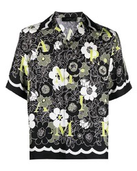 schwarzes Kurzarmhemd mit Blumenmuster von Amiri