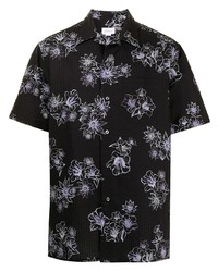 schwarzes Kurzarmhemd mit Blumenmuster von Brioni