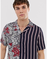 schwarzes Kurzarmhemd mit Blumenmuster von Burton Menswear