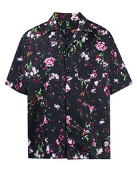 schwarzes Kurzarmhemd mit Blumenmuster von Diesel