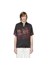schwarzes Kurzarmhemd mit Blumenmuster von Dries Van Noten