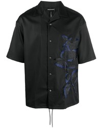 schwarzes Kurzarmhemd mit Blumenmuster von Emporio Armani