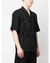 schwarzes Kurzarmhemd mit Blumenmuster von DSQUARED2