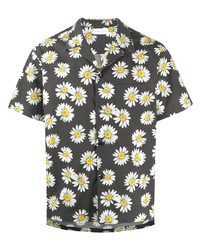 schwarzes Kurzarmhemd mit Blumenmuster von John Elliott