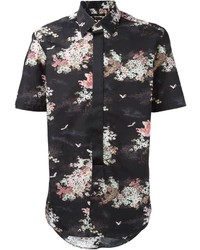 schwarzes Kurzarmhemd mit Blumenmuster von Marc Jacobs