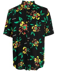 schwarzes Kurzarmhemd mit Blumenmuster von Mauna Kea