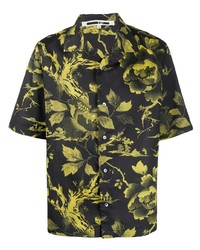 schwarzes Kurzarmhemd mit Blumenmuster von McQ Swallow
